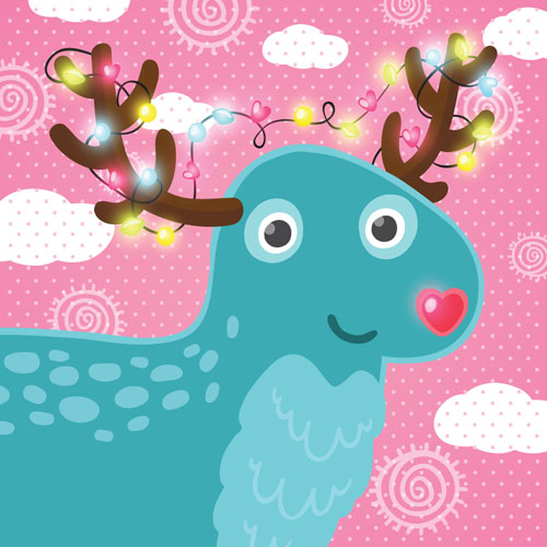 クリスマスかわいい鹿ベクター素材04 鹿 材料 クリスマス かわいい   