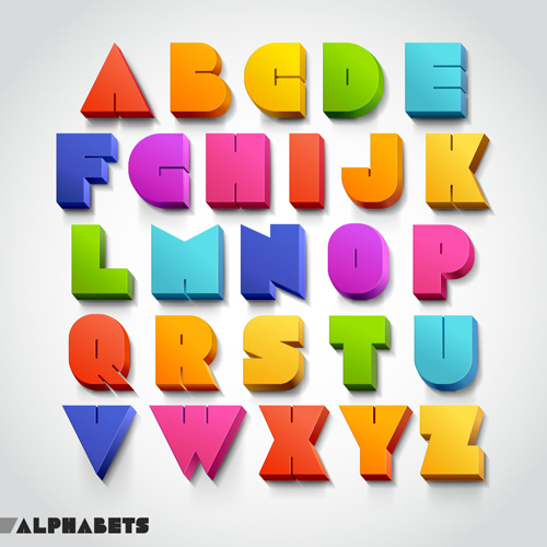 Farbiges 3D-Alphabets-Vektormaterial materiell farbig Alphabete   