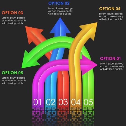 Flèche colorée avec l’option vecteur infographique 02 Option infographie Flèche couleur   