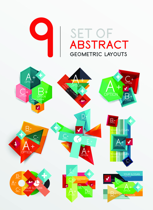 Éléments infographiques origami colorés illustration vecteur 06 infographie illustration elements couleur   