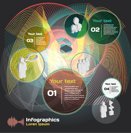 Infographie de style sombre avec des diagrammes vecteurs 05 infographies diagrammes dark   