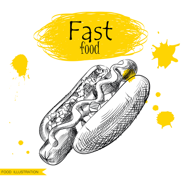 Illustration rapide de nourriture de dessin à la main des vecteurs 06 nourriture main fast Dessin   
