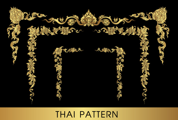 Goldene Thai-Ornamente Kunstvektormaterial 07 thai Ornamente golden   