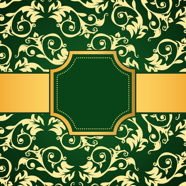 黄金のフレームベクトルと緑の装飾パターンの背景03 装飾 フレーム パターン ゴールデン グリーン   