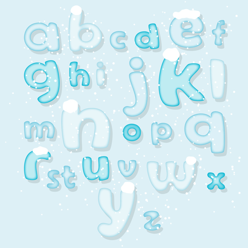 Alphabet de glace et numéro vecteur 04 nombre matériel glace alphabet   