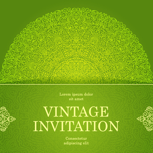 Ornate florale Einladungskarte grünen Stilen Vektor 13 Stile ornate Karte grün floral Einladung   