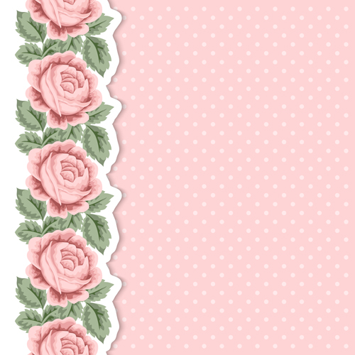 Rosa Blume mit Vintage Cards Vektoren 01 vintage pink Karten Blume   