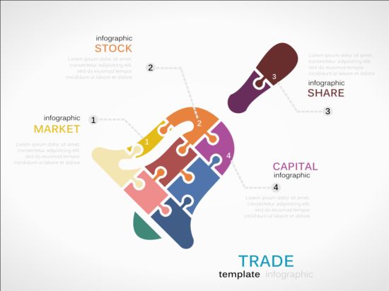 Puzzle avec des vecteurs de modèle infographique 13 puzzle infographie   