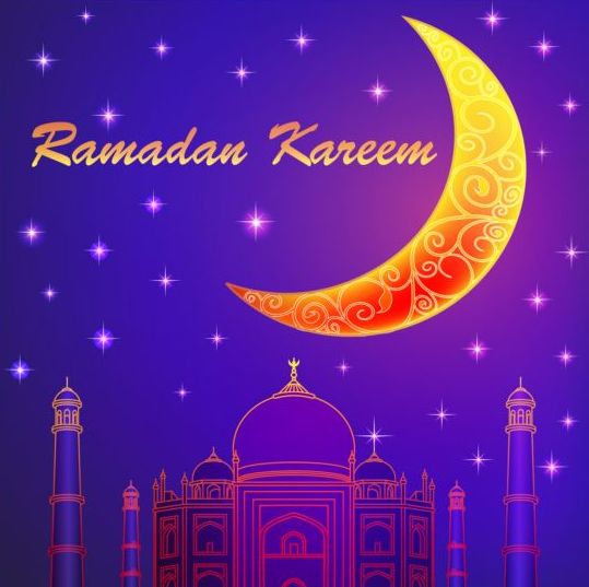 Ramadan Kareem avec vecteur de fond de lune 04 ramadan lune kareem fond   
