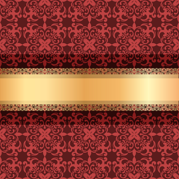 Décoration de luxe rouge avec le fond de ruban d’or vecteur 01 ruban rouge or luxe decoration   
