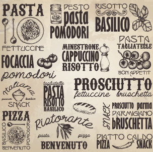 Retro Food avec pizza logos éléments vecteur 02 pizza nourriture logos logo elements element   