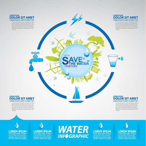 Speichern Sie Wasserinfografie-Vorlage Vektor 12 Wasser Speichern schablone Infografik   