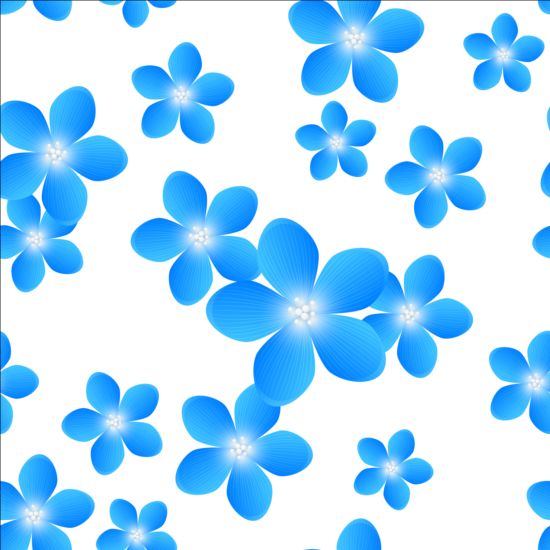 Nahtloses Muster mit blauem Blumenvektor 01 nahtlos Muster floral Blau   