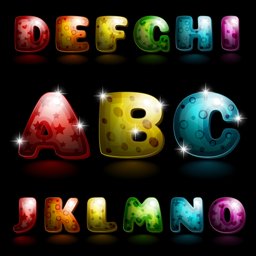Glänzende Alphabet-Briefe Zeichentrickstiel Vektor 01 Stile shiny cartoon Briefe alphabet   