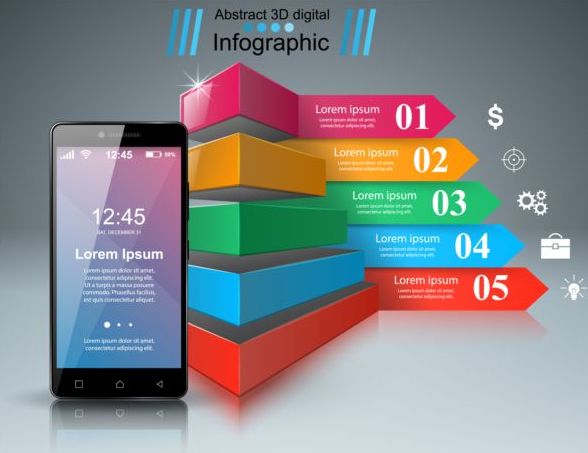 Smartphones avec option vecteur infographique modèle 09 smartphones Option infographie   