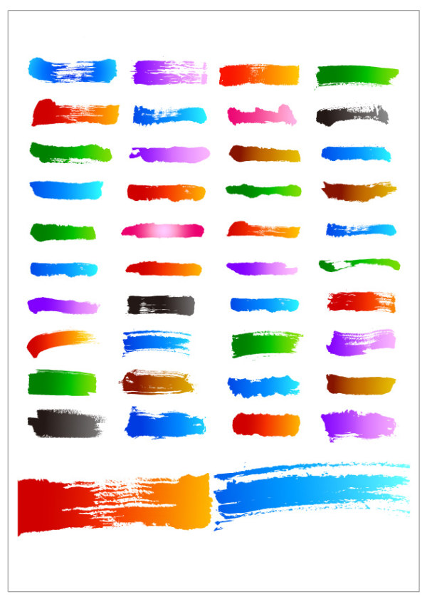 Brosses vectorielles colorées ensemble vectoriels pinceaux colorés   