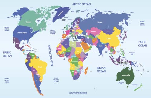 Vector colored world maps Vorlage 03 Welt Karten farbig   