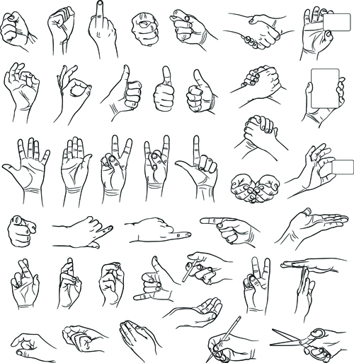 Ensemble vectoriel de différents gestes graphiques 03 gestes geste different   
