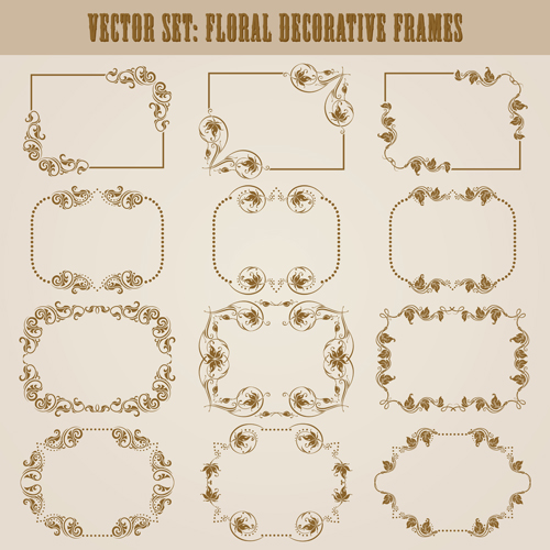 Vector Set von floralen dekorativen Rahmen Design 05 Rahmen floral dekorativ   