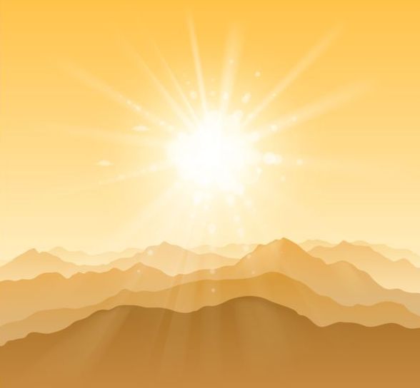 サンシャインベクトル背景を持つ山 山 太陽の光   