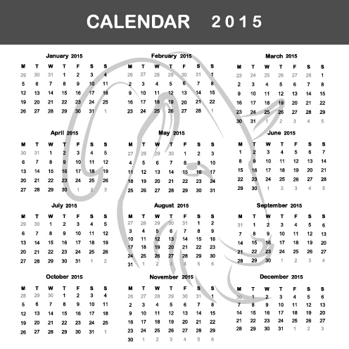 シンプルグリッドカレンダー2015ベクトルセット01 シンプル グリッド カレンダー 2015   