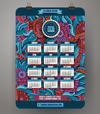 2016 Kalender mit Ornamenten Muster Vektor 11 Ornamente Muster Kalender 2016   