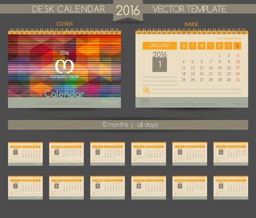 2016 nouvel an bureau calendrier vecteur matériel 101 neuf matériel calendrier bureau année 2016   