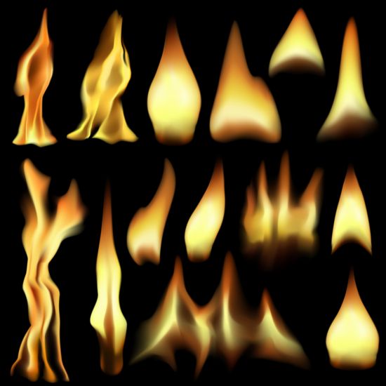 Leuchtende Brandflamme Illistrationsvektoren setzen 08 Illegierung flamme Feuer bell   