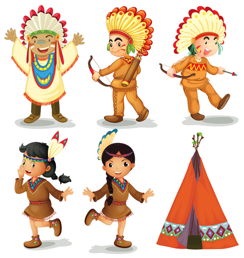 Cartoon Indigene Menschen Vektormaterial 02 Menschen Indigene cartoon   