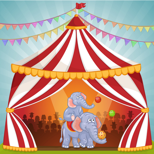 Cartoon Zirkuszelt und Tiere entwerfen Vektor 03 Zirkus Zelt Tiere cartoon   