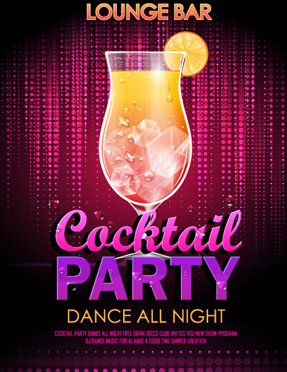 Cocktail-Dispo-Nachtplakater-Vektor-Set 03 poster disco design cocktail   