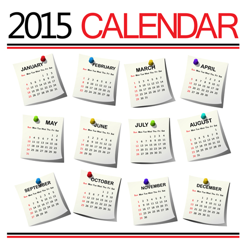 Kreativer Kalender 2015 Vektordesign Set 03 Kreativ Kalender 2015   