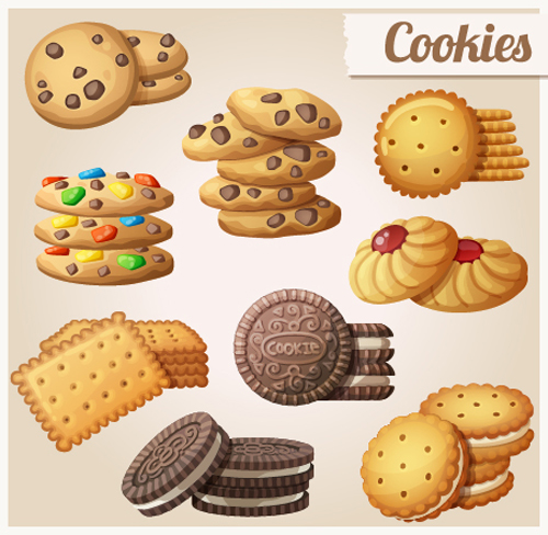 Köstliche Plätze-Vektoren entwerfen 01 design Delicious cookies   