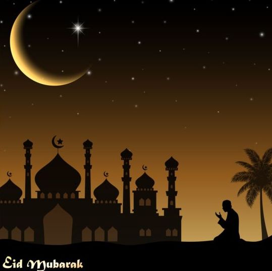 イードムバラクの夜の月の背景ベクトル 背景 夜 ムバラク ムーン イード   