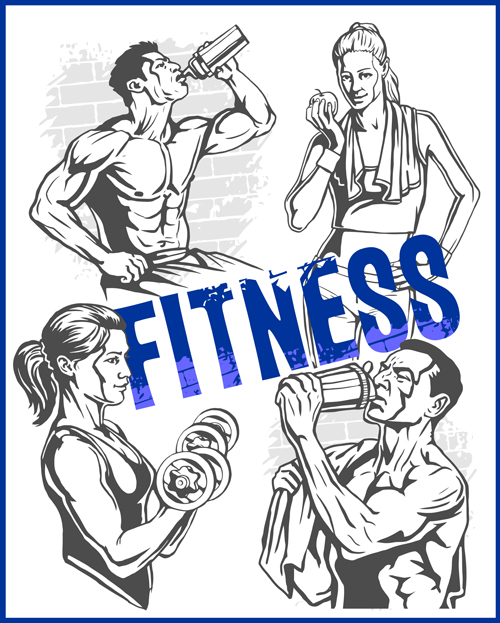 Fitness GYM handgezeichneter Plakatvektor 05 poster hand gym gezeichnet fitness   