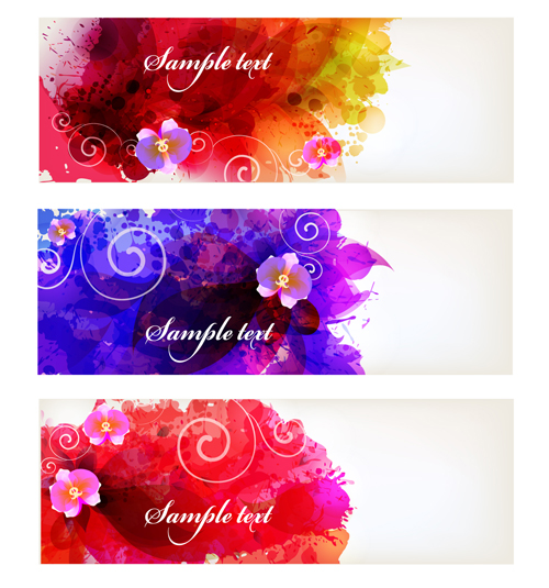 Blume Aquarell-Vektor-Banner Material 03 Blume banner Aquarell   