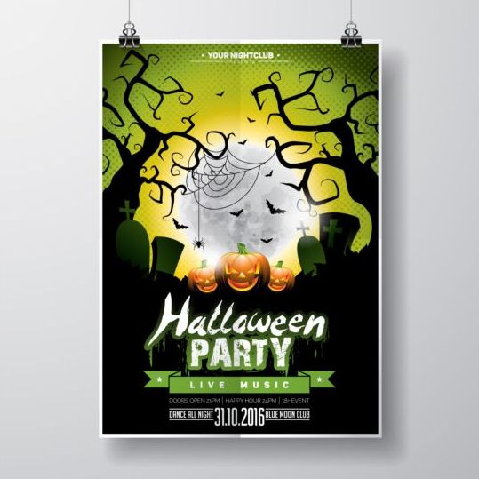 Halloween musique Party Flyer Design vecteurs 05 musique halloween flyer fête   