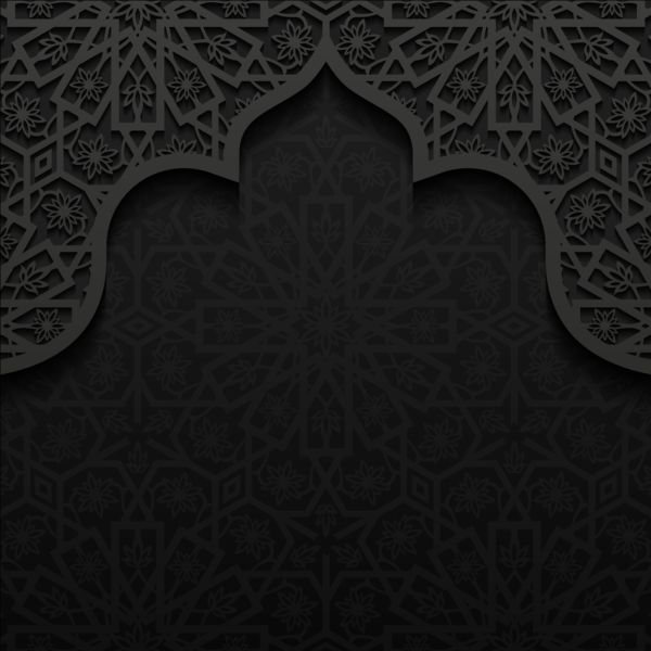 Islamische Moschee mit schwarzem Hintergrundvektor 06 Schwarz Moschee islamisch Hintergrund   