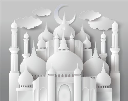 Papiermoschee mit Ramadan kareem Hintergrundvektor 07 ramadan papier Moschee kareem Hintergrund   