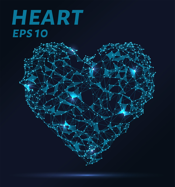 Punkte Linien und 3D-Herzvektor Punkte Linien Herz   
