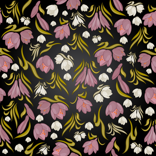 シームレスフローラルパターン美しいベクター素材07 花柄 美しい 素材 パターン シームレス   