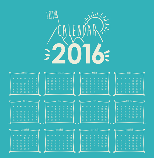 Simple mur calendrier 2016 Design vecteurs ensemble 04 simple mûr conception calendrier 2016   