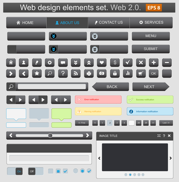 Web-Design-Elemets schwarzen Stilen Vektor 02 web Schwarz design   