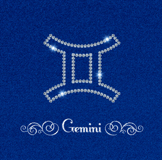 Tierkreiszeichen Gemini mit Stoff-Hintergrundvektor Zwillinge Tierkreiszeichen Stoff Schild Hintergrund   