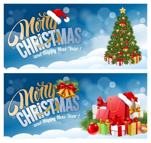 2 Kind Weihnachtsbanner Vektormaterial Weihnachten banner   