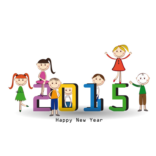 2015新しい年と子のデザインベクター09 新年 子供 2015   