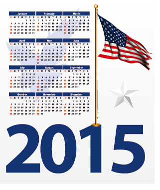 Drapeau américain et calendrier 2015 vecteur drapeau calendrier américain 2015   