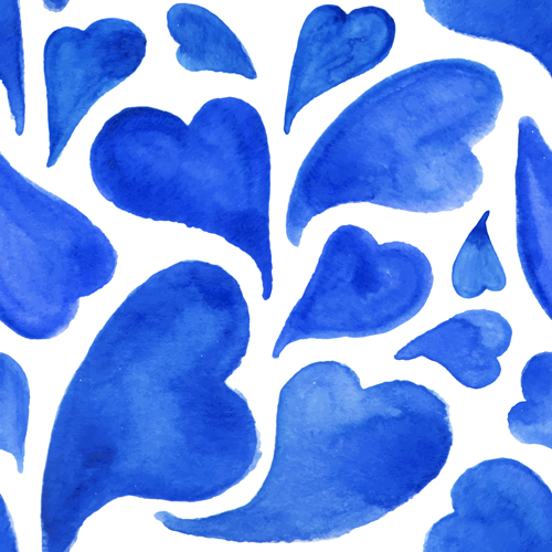 Vecteur de motif sans soudure coeur aquarelle bleu sans soudure motif coeur Bleu aquarelle   