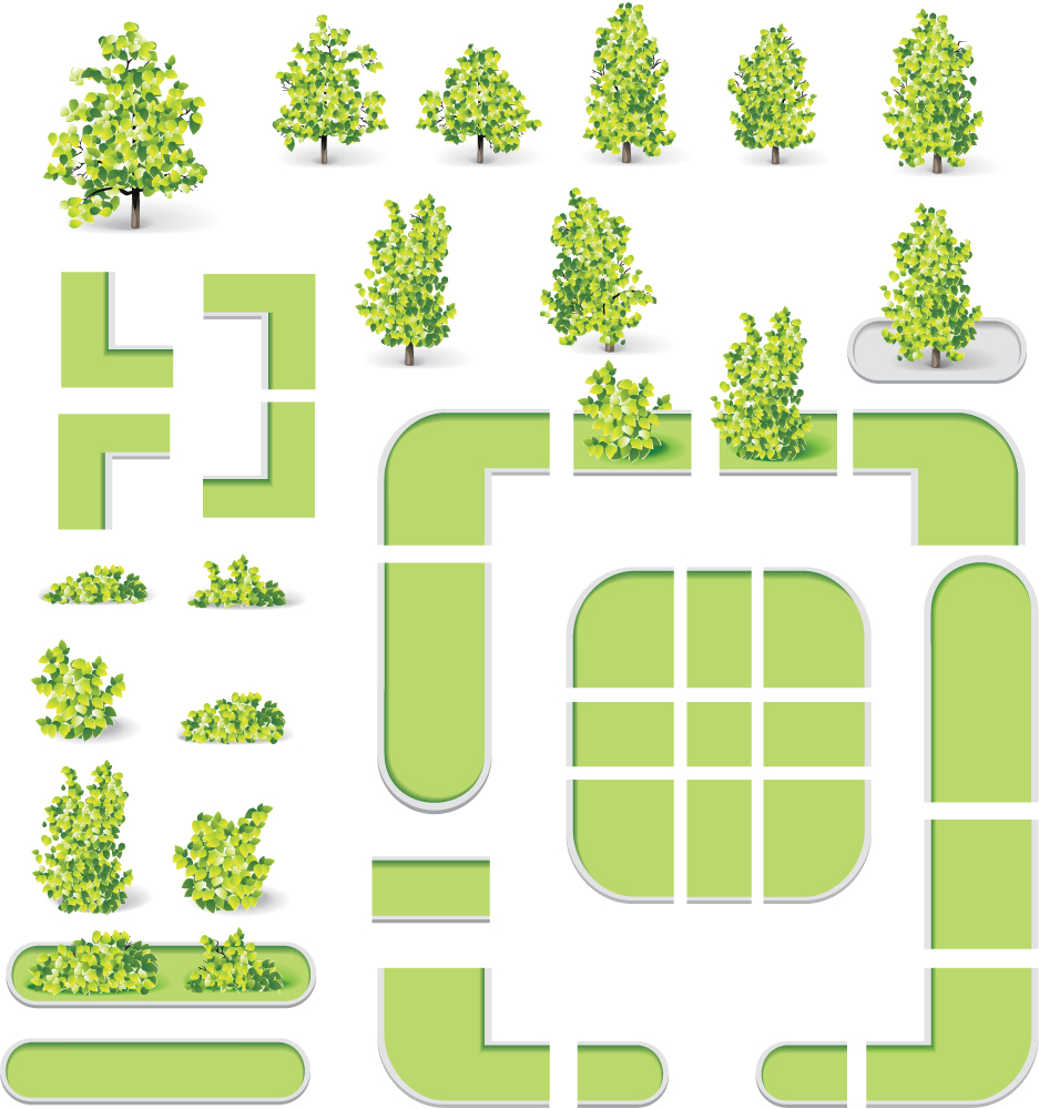 市内地図と緑の木のベクトル 都市 緑 木 地図   