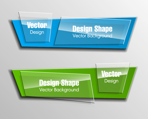 ガラスバナー付きカラフルな形状ベクトルセット22 形状 バナー カラフル ガラス   